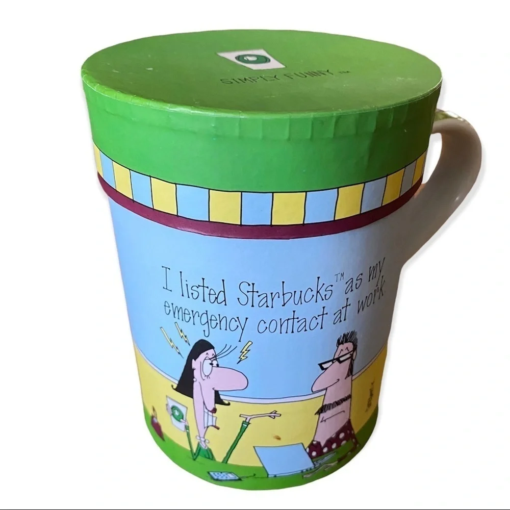 Starbucks SIMPLY FUNNY 12 Ounce PORCELAIN COFFEE COP MUG GIFT BOXED NWT